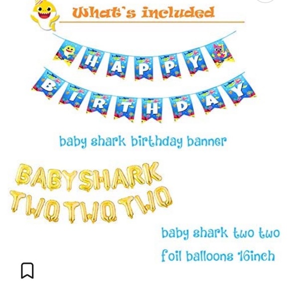 Baby Shark Birthday Party Decorations Supplies Kit, Baby Shark - Picture 3 of 5